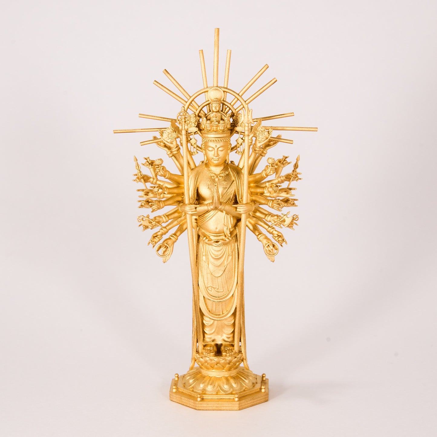 千手観音 仏像 立像 慶派 シルバー(純金メッキ)