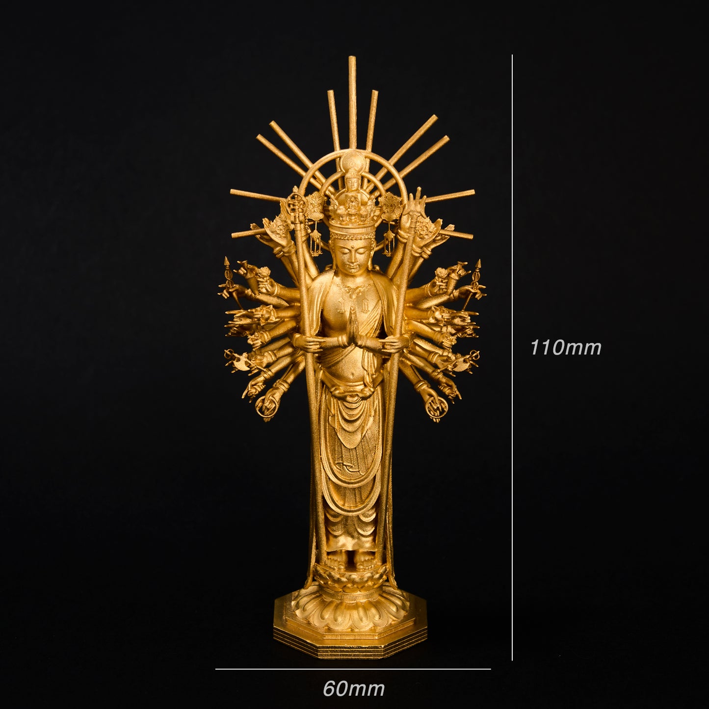 純金(24K) 千手観音菩薩立像 慶派
